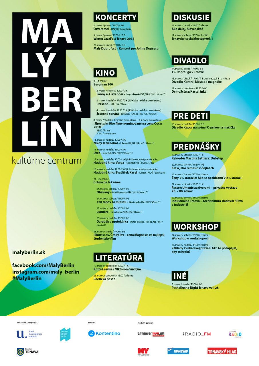 mesačný plagát Malého Berlína - Marec 2018